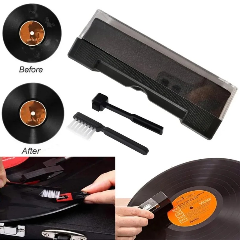Audio Music Cleaner - 帯電防止ビニールレコードクリーナーブラシキット ダスト除去用スタイラスブラシ付き LPレコード用 ターンテーブル ホームオーディオ 音楽愛好家向け