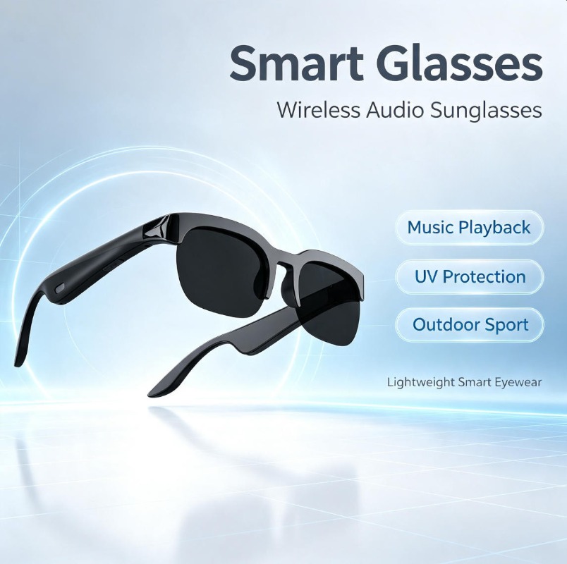 Audio Music For Video - 2026スマートオーディオサングラス Bluetooth通話対応 オープンイヤー音楽再生 UVカット アウトドアスポーツスマートグラス