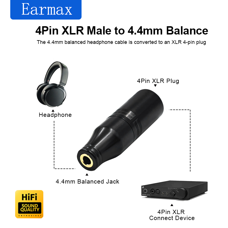 Audio Music App - Xlr-4 オス - 4.4mm メス アダプター、アンプおよびヘッドフォン用、4