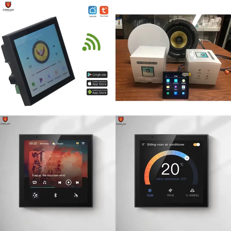 Audio Music Hub - Alexaアプリ対応リモコン付き4インチAndroid 11オーディオBT WiFi壁掛けアンプ IoT Zigbeeゲートウェイハブ2搭載