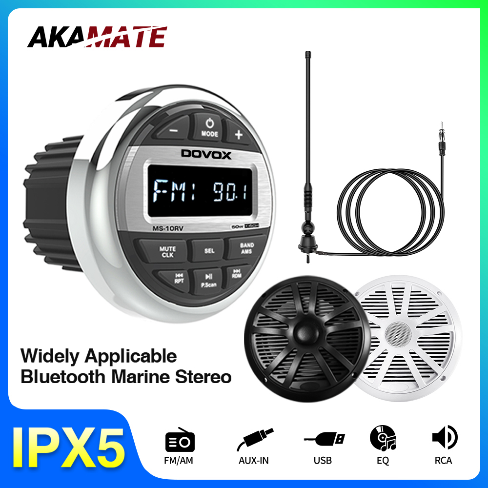 Audio Music App - ボートラジオ,マリンスピーカー,FMアンテナ,防水Bluetooth mp3オーディオ,rv atv utv spa rzr