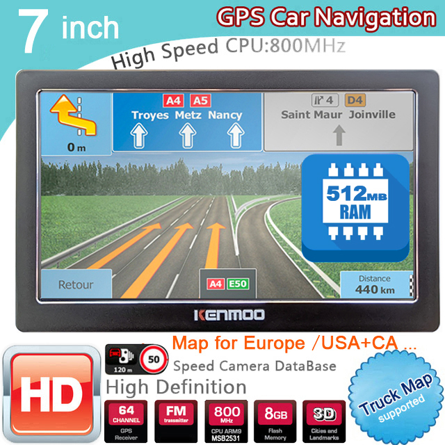 Audio Music App - 7インチHD GPSポータブルナビゲーション、512MB RAM、ヨーロッパ・ロシア向け2026年版地図、車・トラック・キャンピングカー・キャラバン用ナビゲーター、生涯無料アップデート