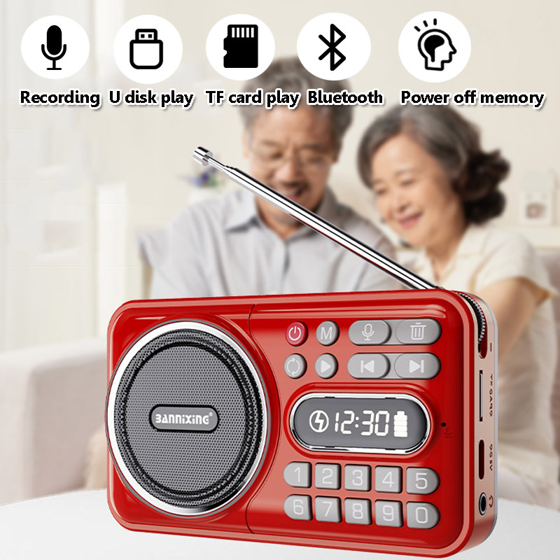 Audio Music Center - ミニFMラジオ,Bluetooth,ワイヤレス,サウンドバー,音楽プレーヤー,レコーダー,最高の受信,76〜108MHz,LEDディスプレイ付き