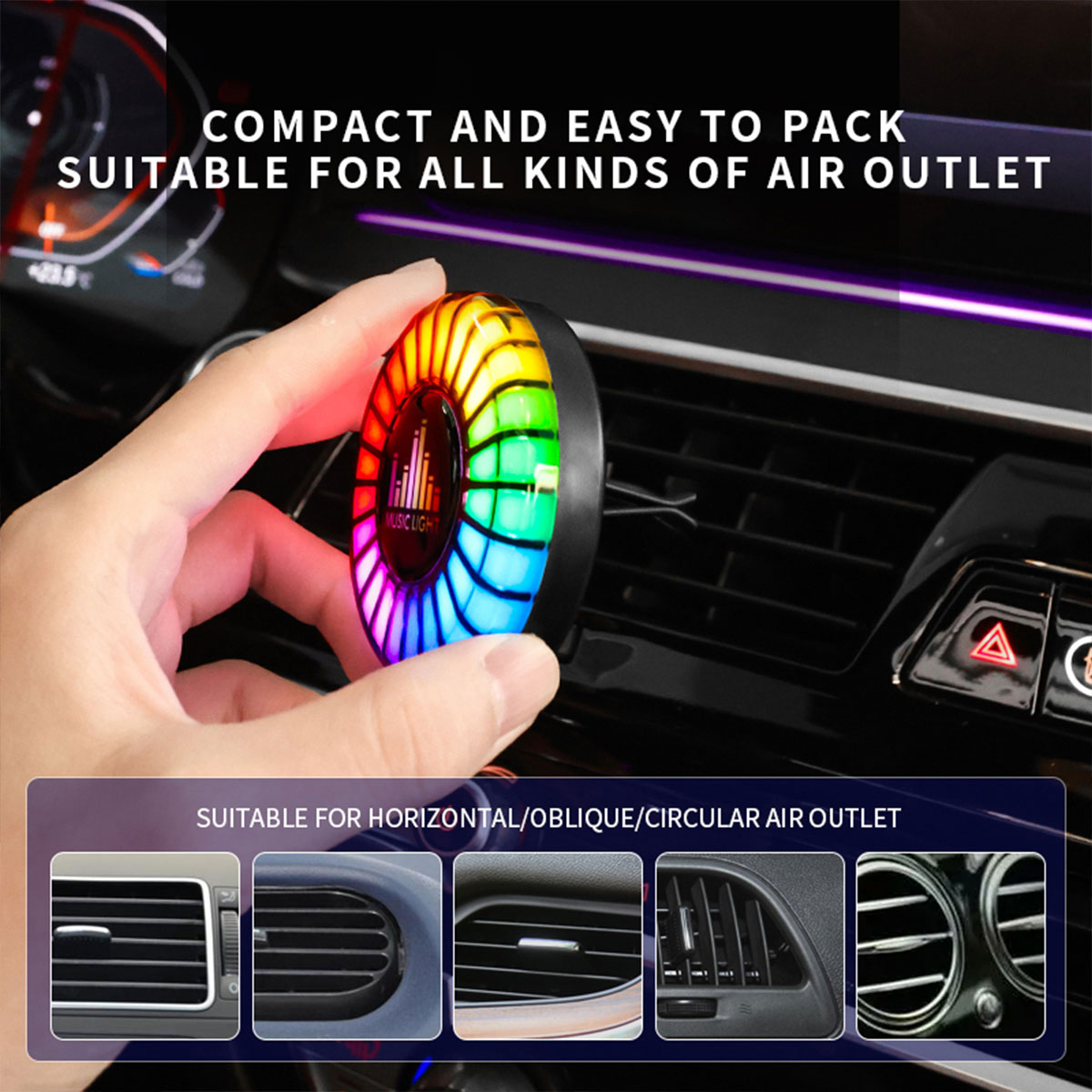 車載音楽リズムランプ 車用エアコン吹き出し口芳香剤 D2 車 - Audio Music App のレビューと価格