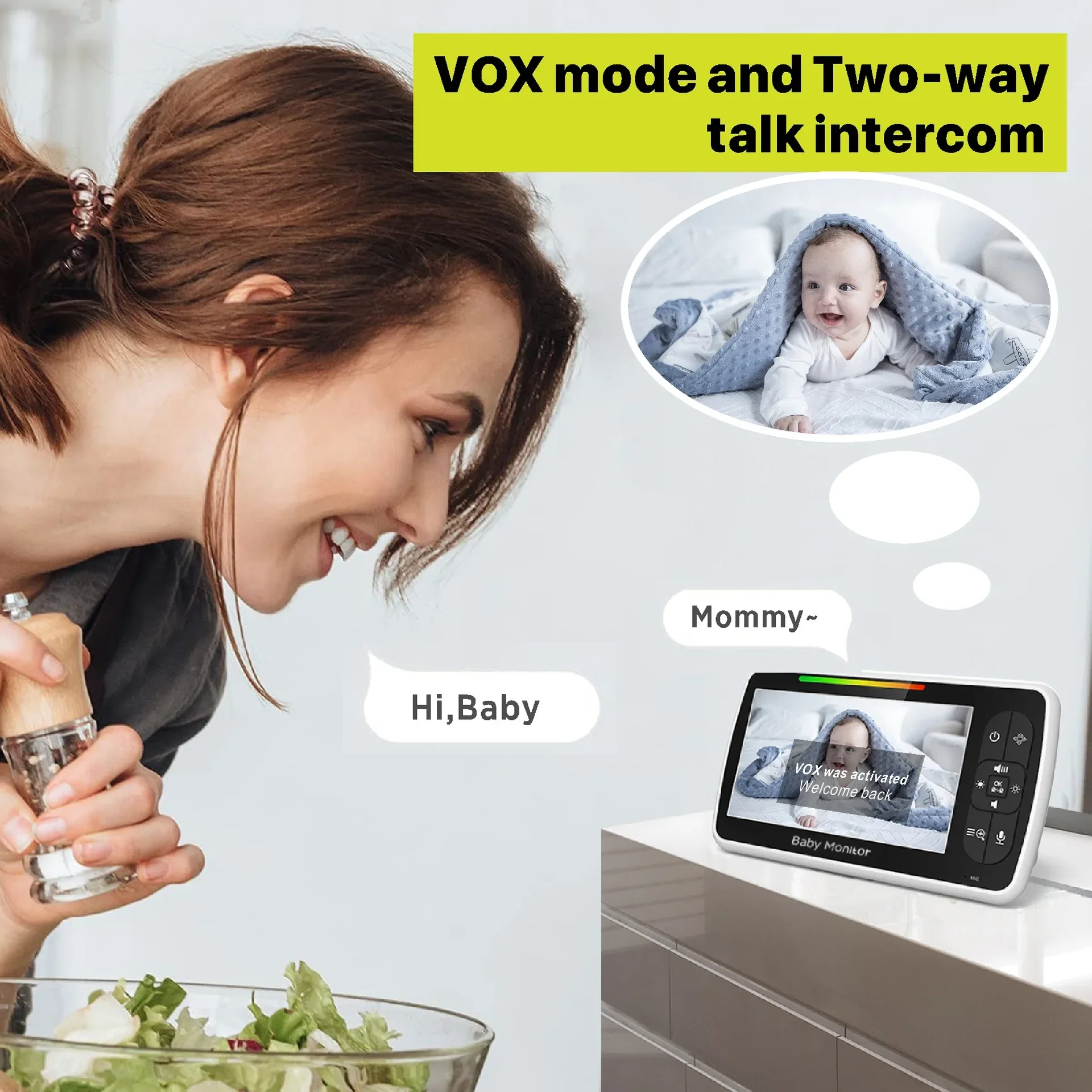 5.0インチビデオベビーモニター、PTZカメラ付き、2Xズー - Audio Music For Video のレビューと価格