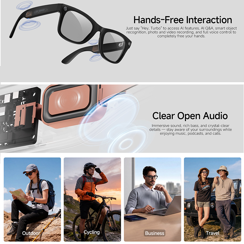 新型スマートグラス 知能認識機能付き音声通話 800万画素カ - Audio Music Recognition のレビューと価格
