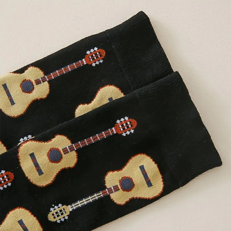 1 ペア男性ギタープリントミッドチューブソックスファッショナ - Guitar Slide Tube のレビューと価格