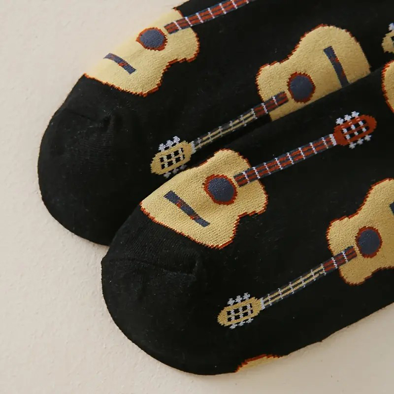 1 ペア男性ギタープリントミッドチューブソックスファッショナ - Guitar Slide Tube のレビューと価格
