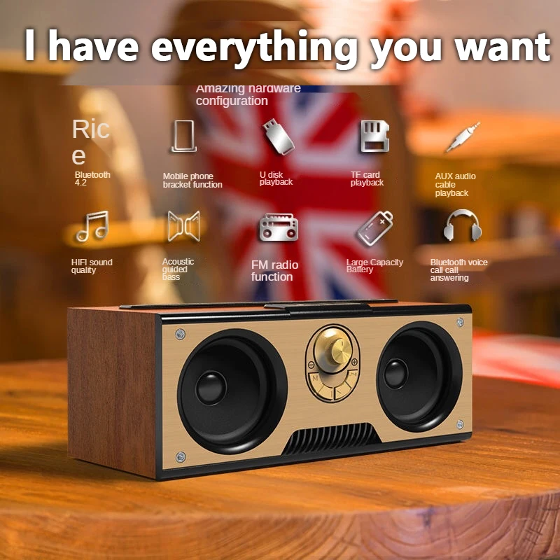 ワイヤレスデュアルオーディオ木製ポータブルレトロ Bluet - Audio Music Center のレビューと価格