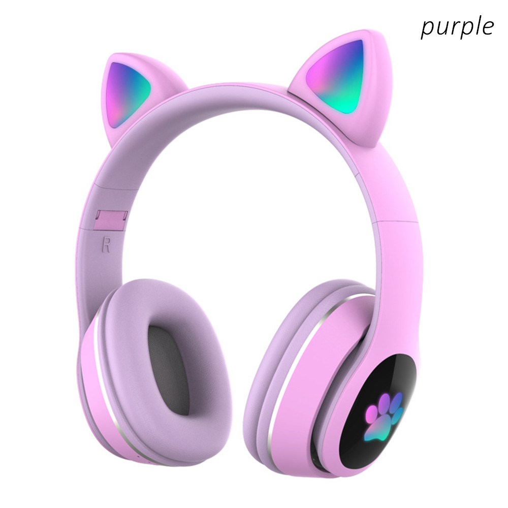 キュートな猫型LEDワイヤレスヘッドホン、Bluetooth - Audio Music Kids のレビューと価格