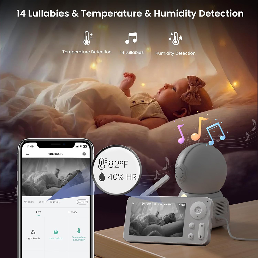 カメラとオーディオを備えたベビーモニター,常夜灯,2台のカメ - Audio Music App のレビューと価格